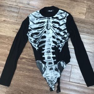 Black skeleton leotard
